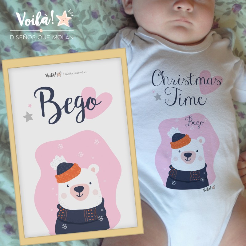 Pack lamina y body navidad bebe oso polar